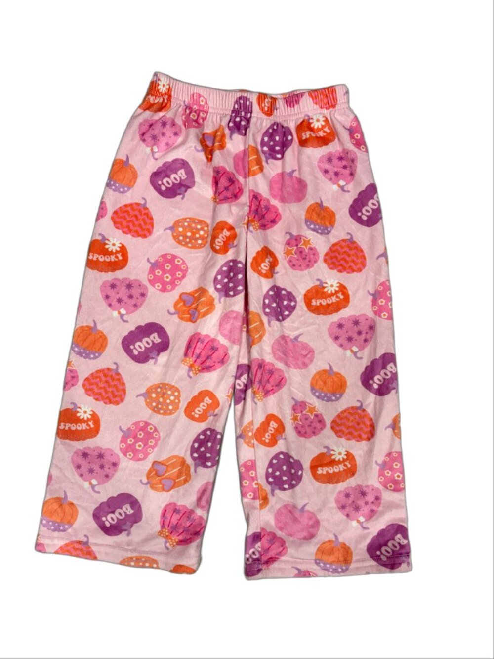 b magical Girls Pink Halloween Pumpkin Fleece Pajama Pants (Size 4)